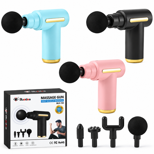 Mini Massage Gun with Multiple Interchangeable Massage Heads for Targeted Muscle Massage